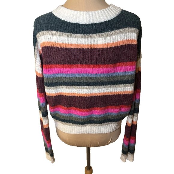 American Eagle Colorful Striped Knit Sweater, Long Sleeve Crewneck Size M #217 - Picture 4 of 7